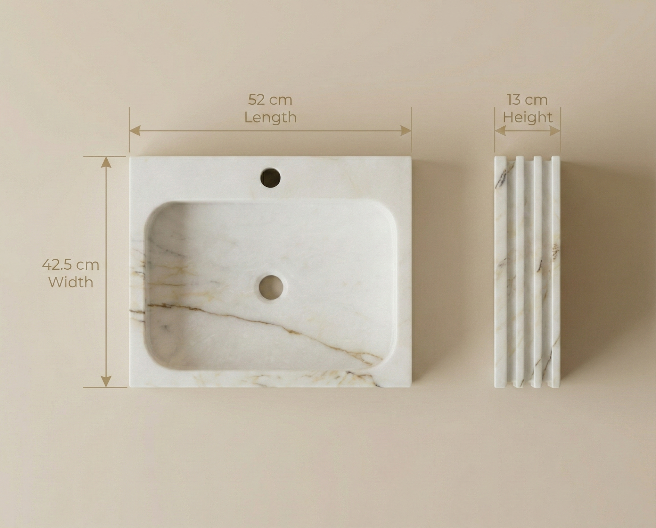 lilac marble vessel sink dimensions 52x42.5x13 cm rectangular bathroom basin size guide