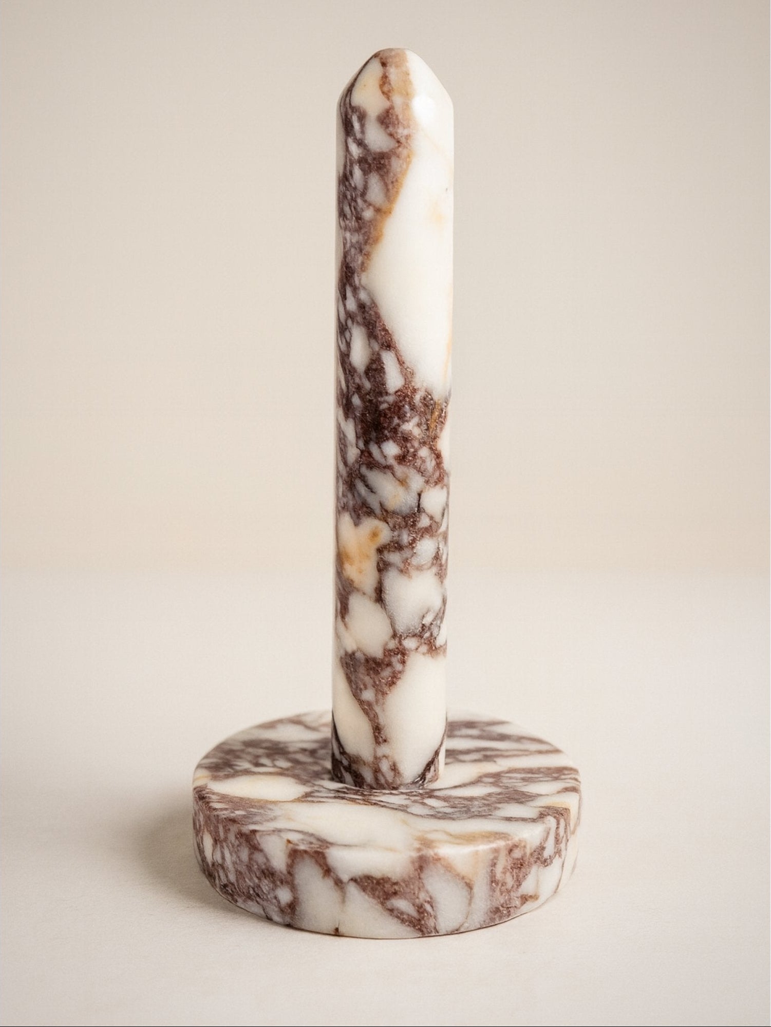 Calacatta Viola marble paper towel holder on neutral background – hero image