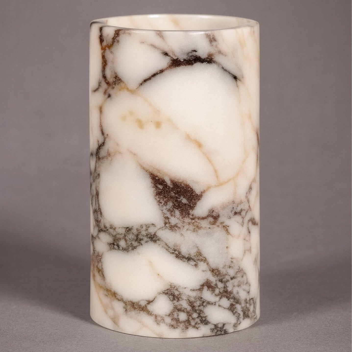 Large Natural Marble Utensil Crock – Handmade Calacatta Viola marble utensil holder on light background