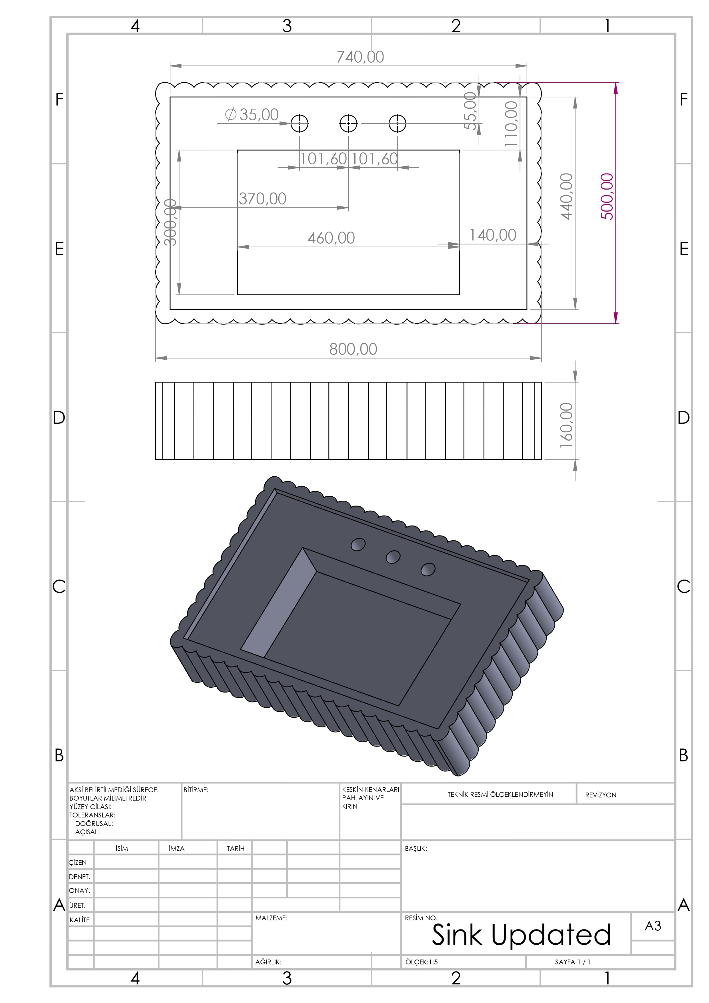 Technical drawing of custom Rosso Levanto wall mounted marble sink dimensions