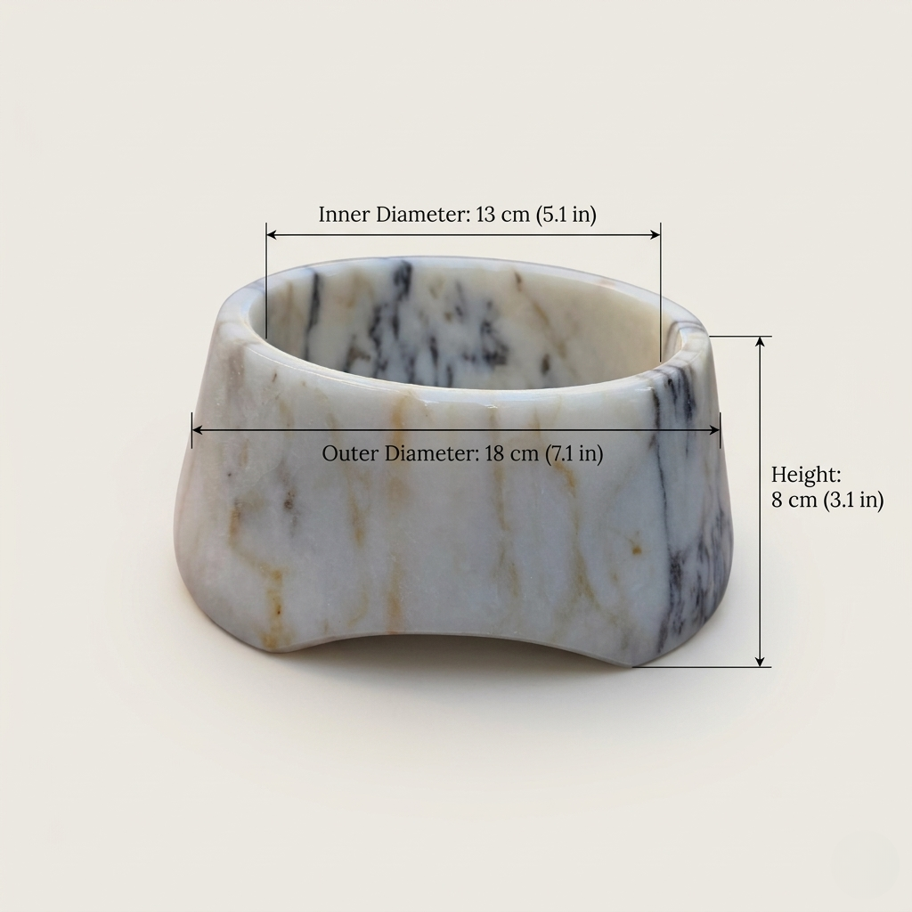 marble pet bowl dimensions size diagram cm inches