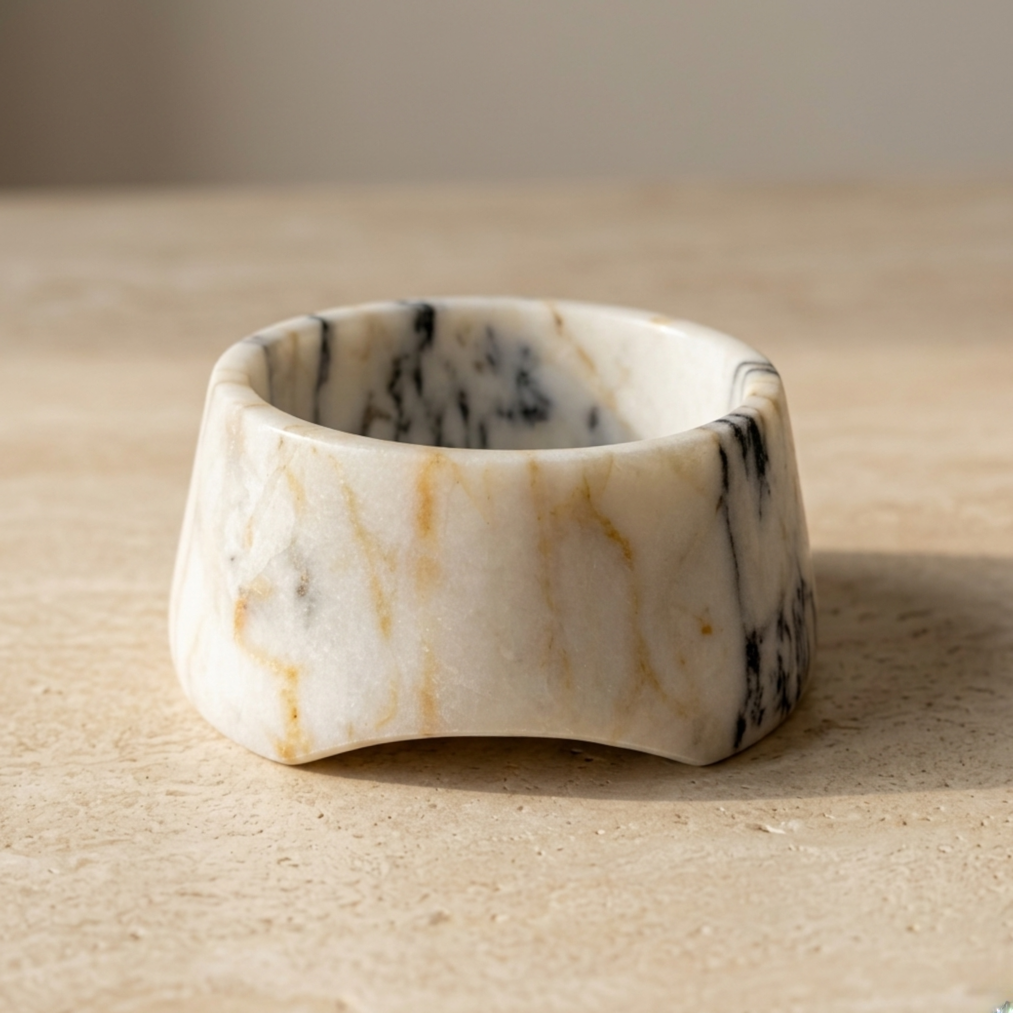 marble pet bowl minimalist natural stone dog cat feeder