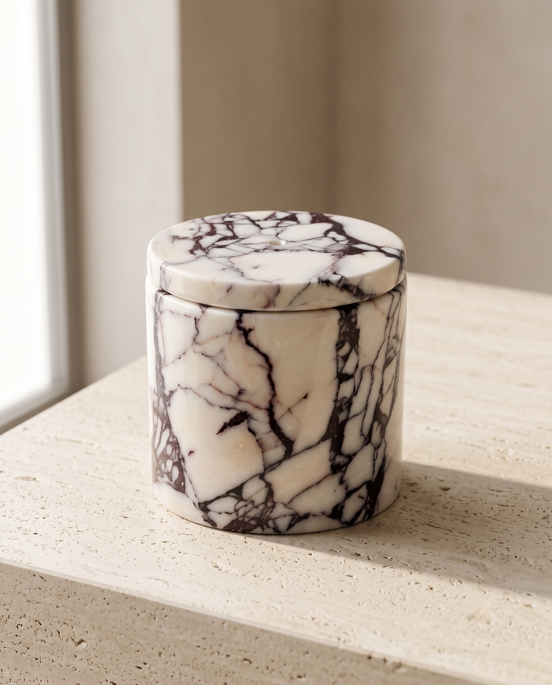 Calacatta Viola Marble Candle Holder with Lid | Petra Vera