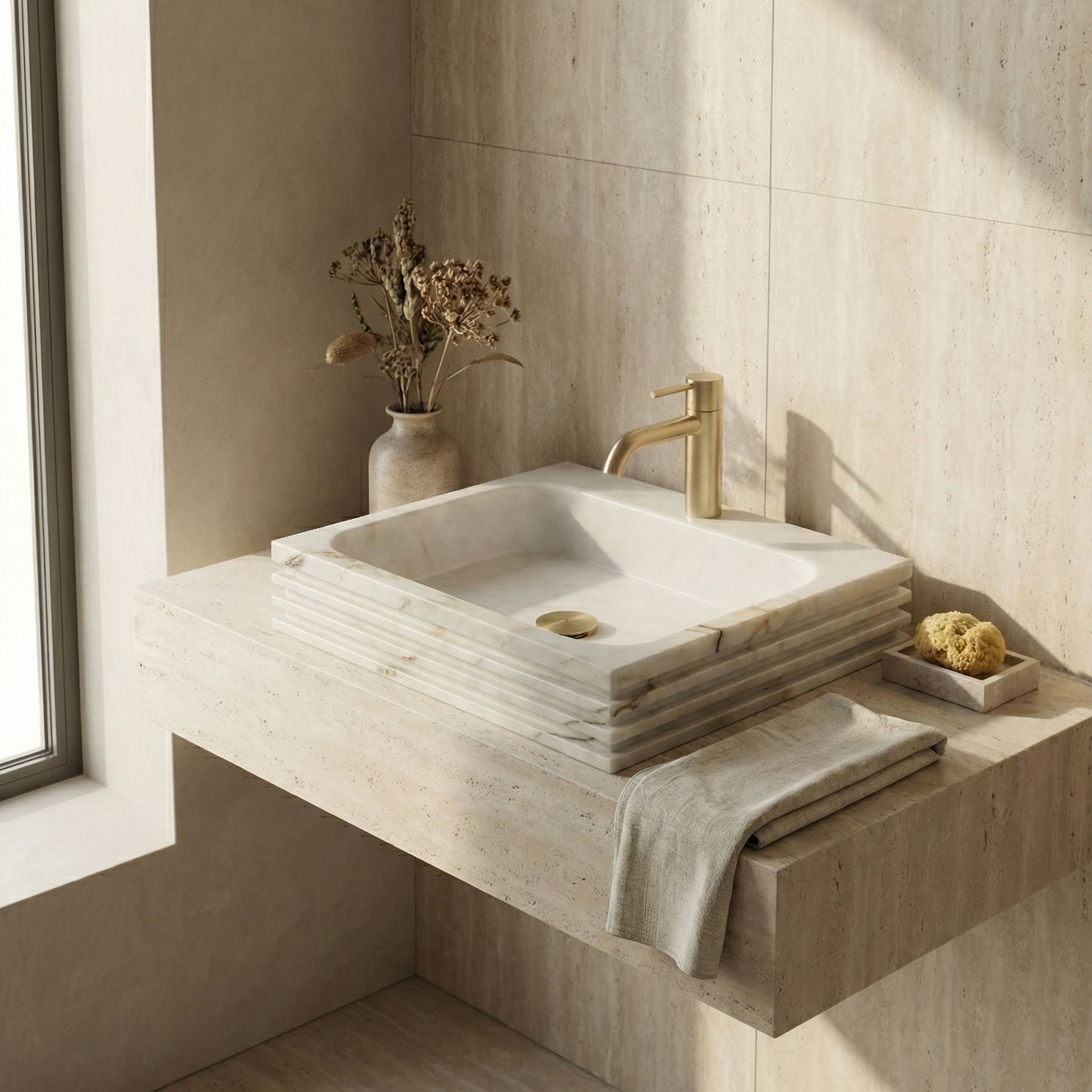 lilac marble vessel sink in modern bathroom interior luxury natural stone basin styling