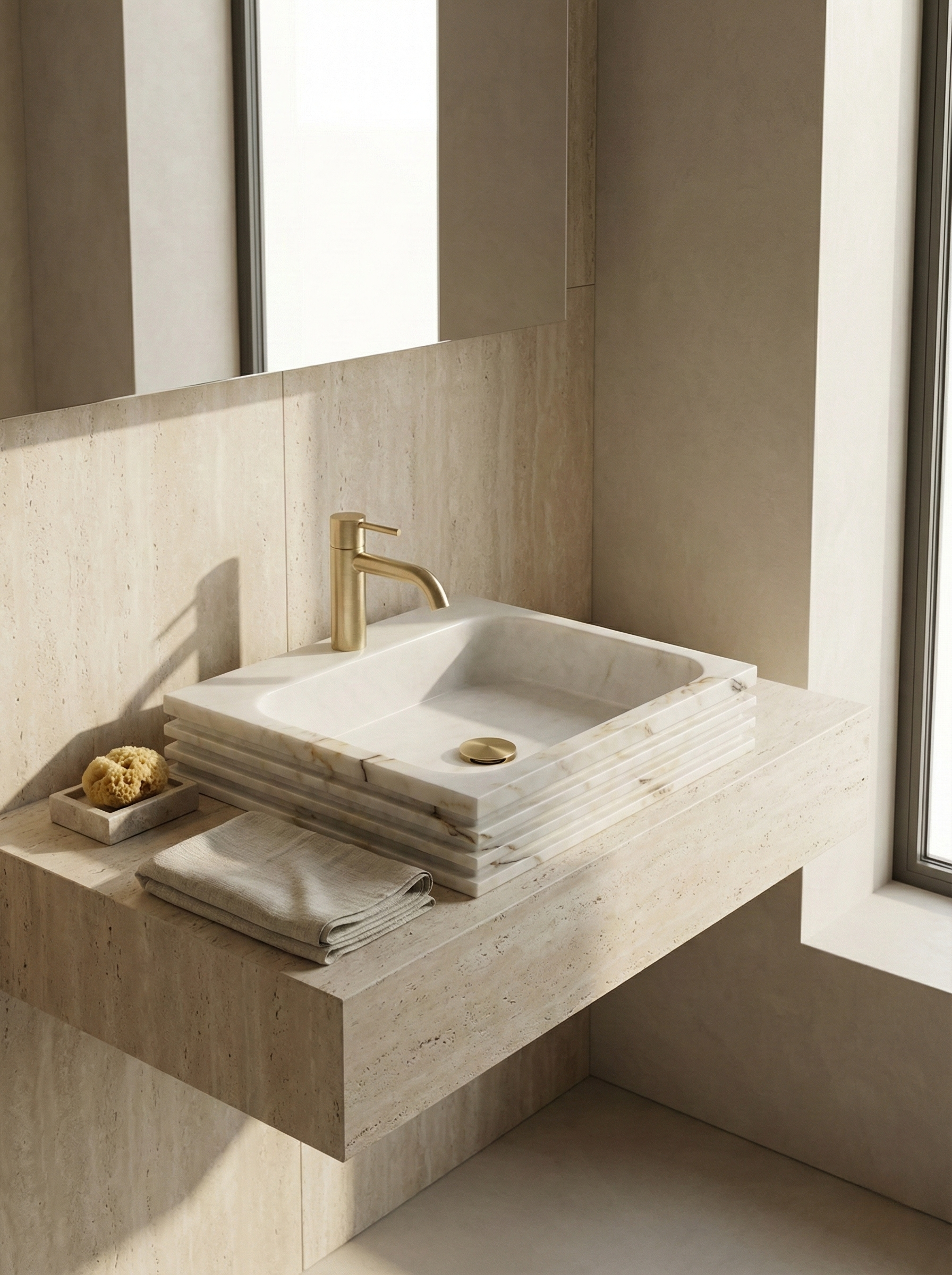 lilac marble vessel sink video gold veined natural stone rectangular bathroom basin