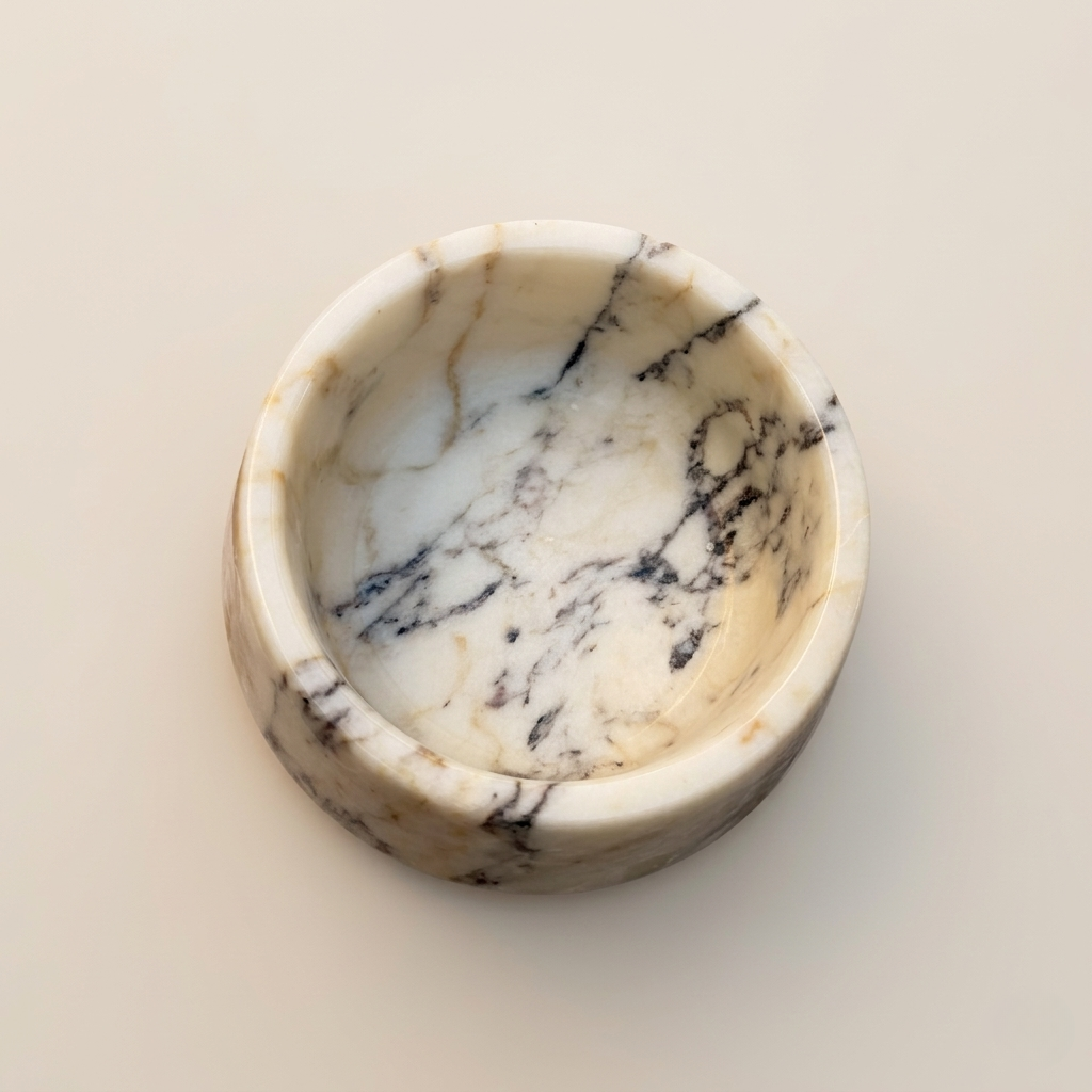 marble pet bowl top view natural stone texture