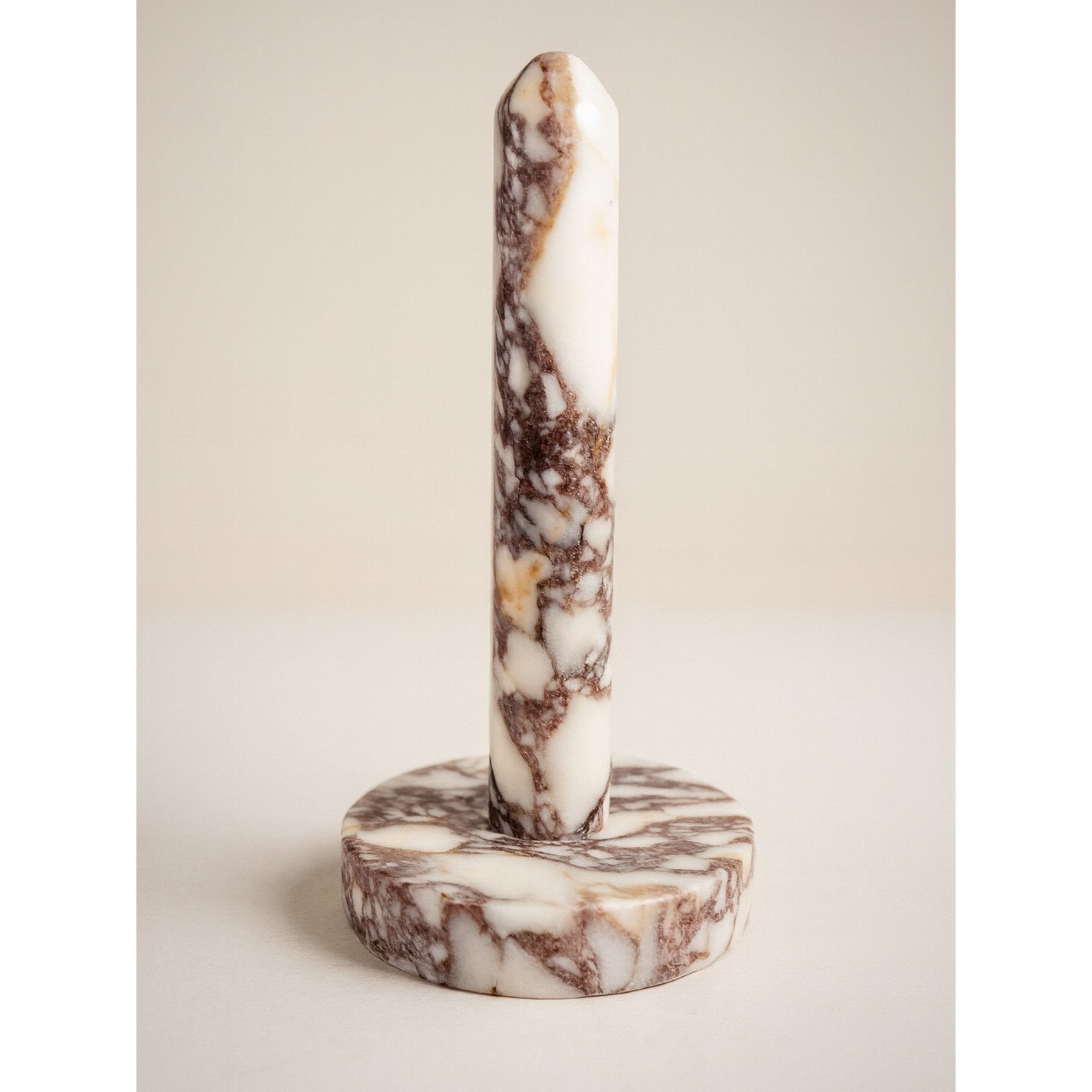 Calacatta Viola marble paper towel holder on neutral background – hero image