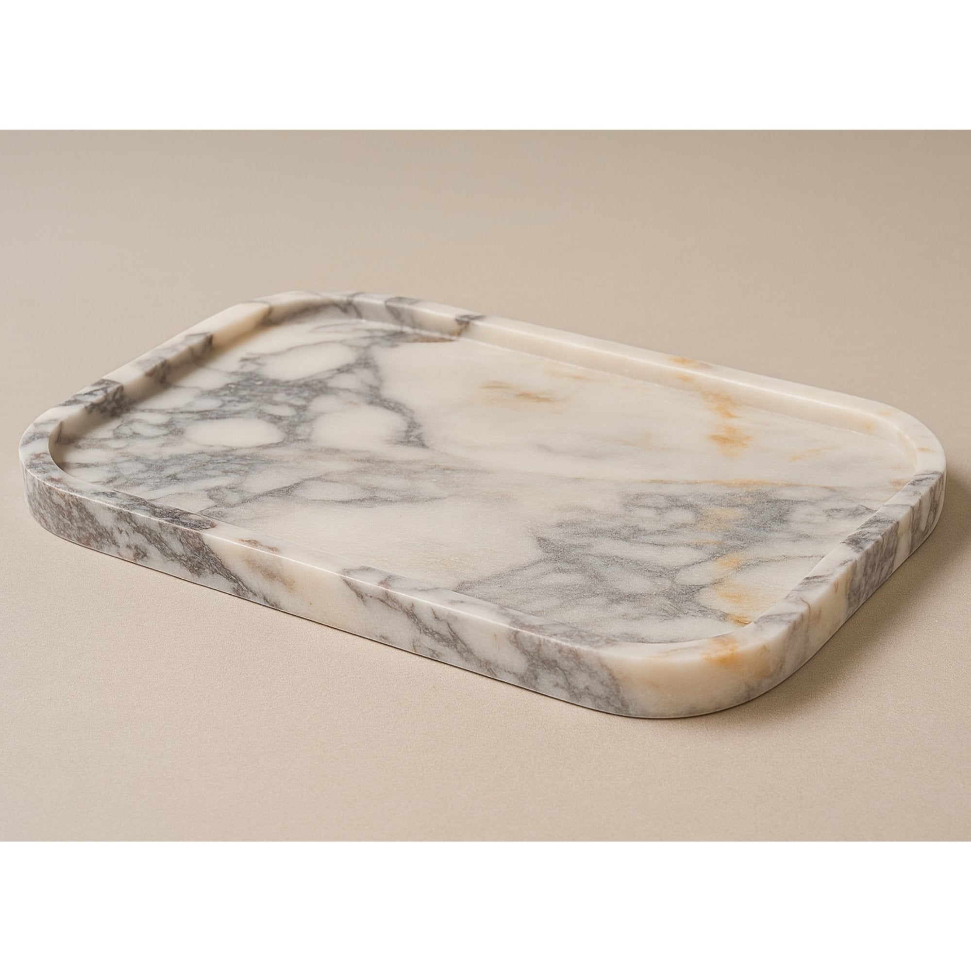 Calacatta Viola marble tray – luxury rectangular serving tray handcrafted from Italian marble on a clean background