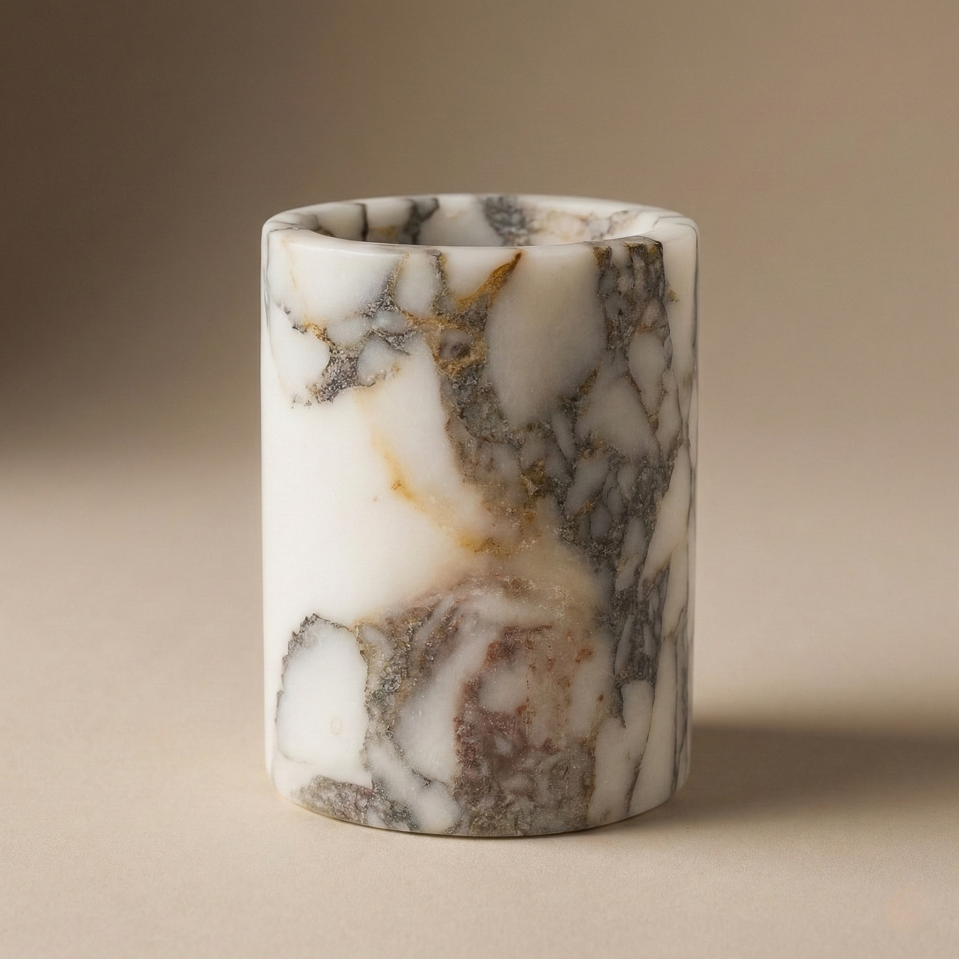 Calacatta Viola Marble Pen Holder – Handmade Desk Organizer