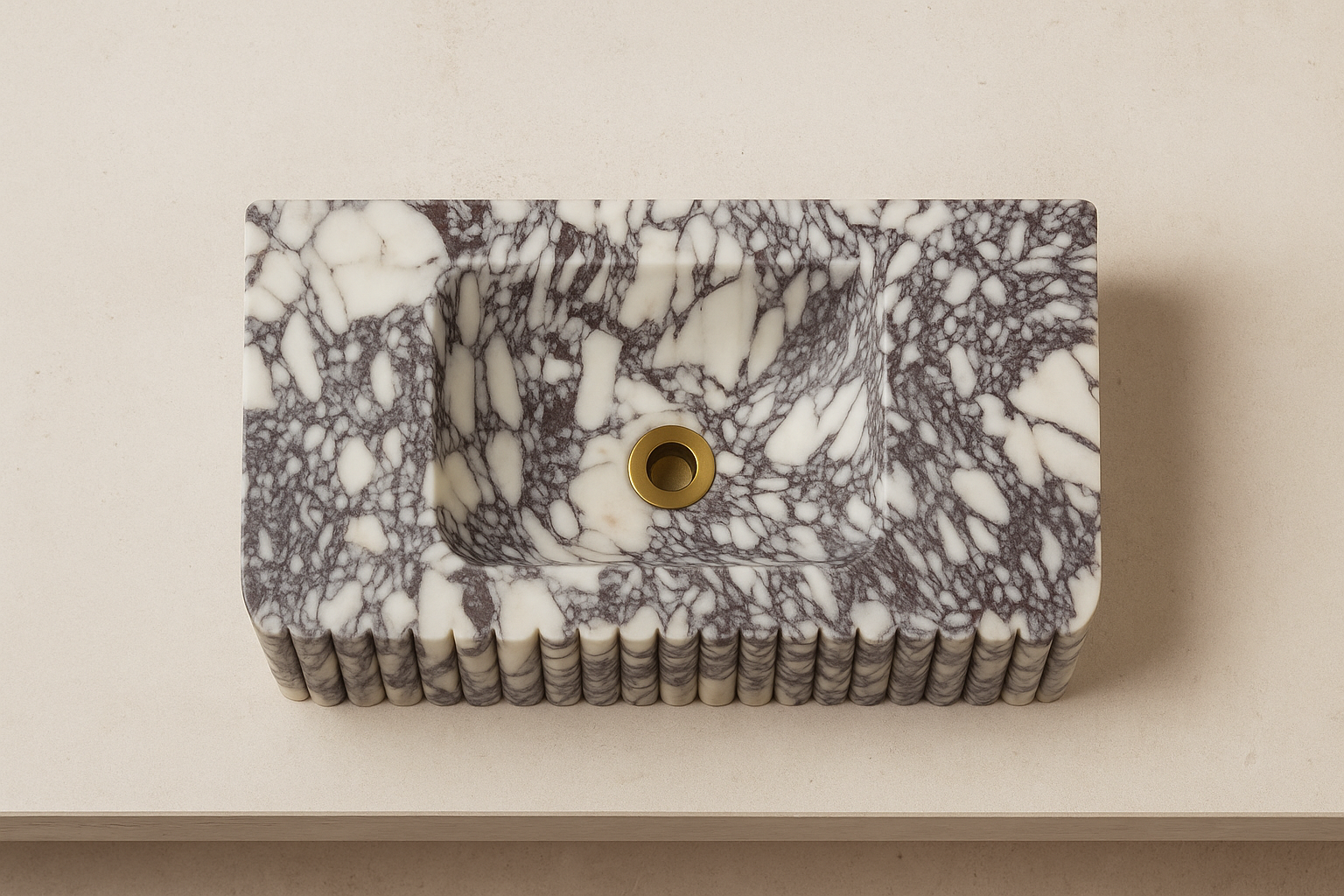 Calacatta Viola Marble Sink – Handmade Fluted Design | Petra Vera