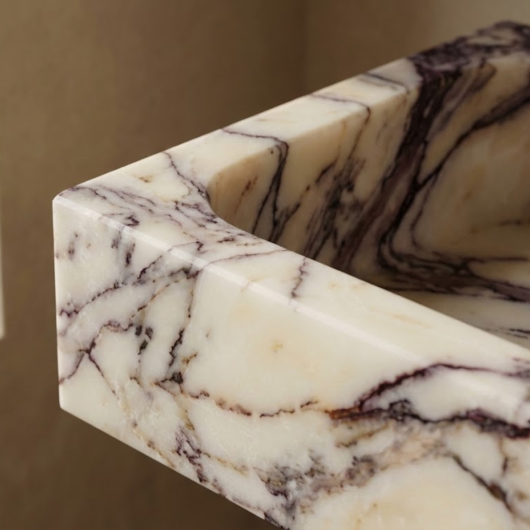calacatta viola marble sink detail natural burgundy veining texture