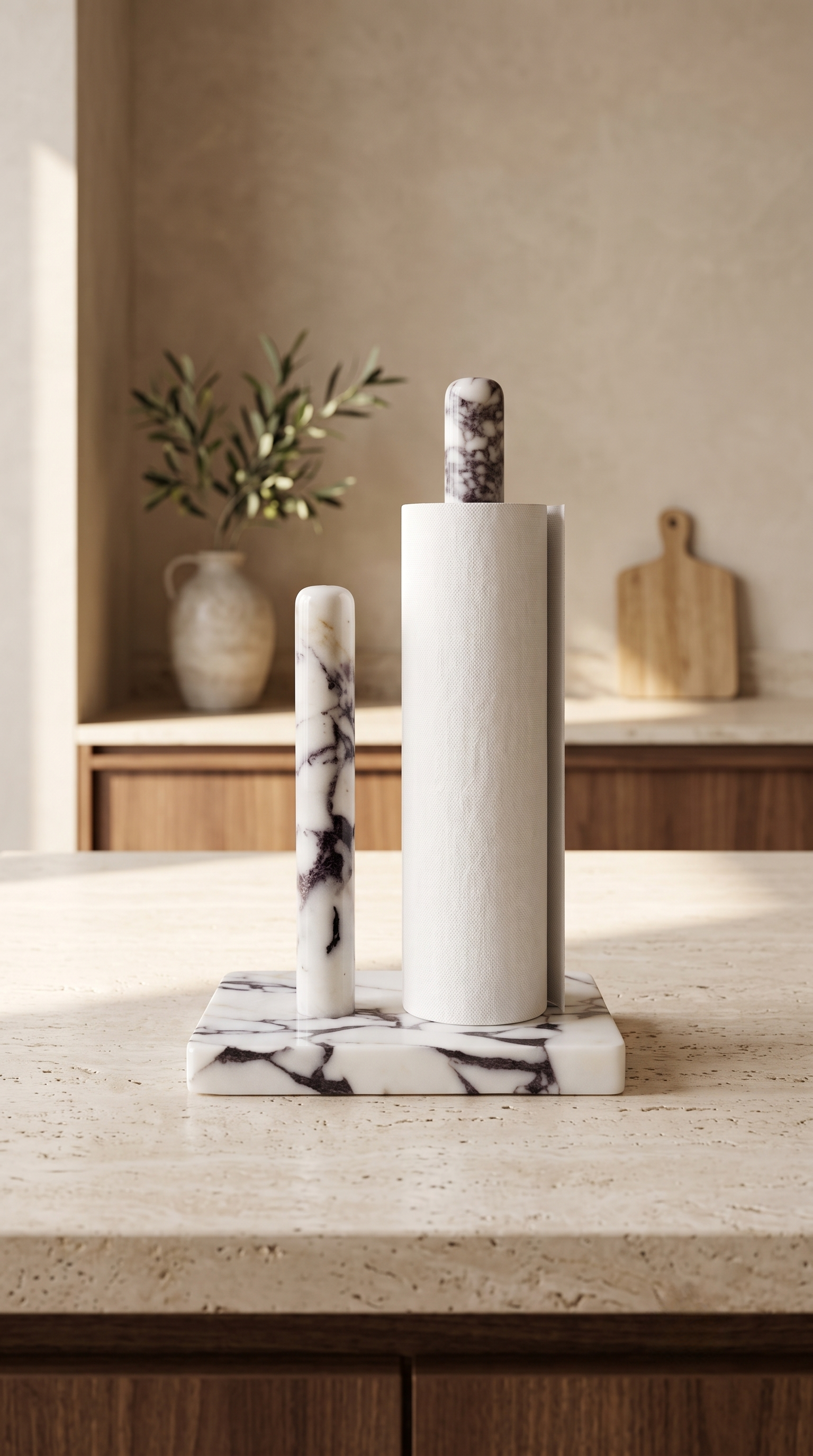 Calacatta Viola Marble Paper Towel Holder | Handmade Luxury Kitchen Countertop Stand | Modern Marble Kitchen Decor