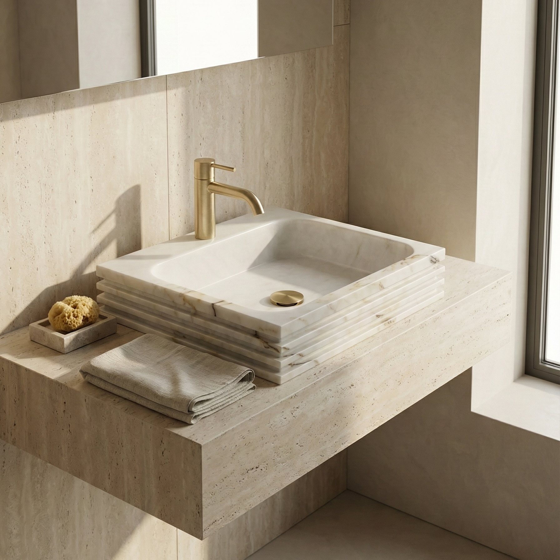 lilac marble vessel sink with gold veining rectangular bathroom basin luxury natural stone sink