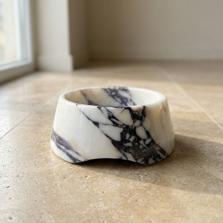  luxury marble pet bowl in minimalist living space