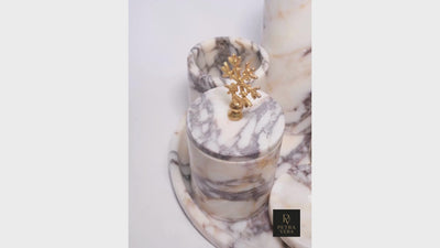 “Petra Vera Calacatta Viola marble bathroom set video – handmade luxury bathroom decor collection”