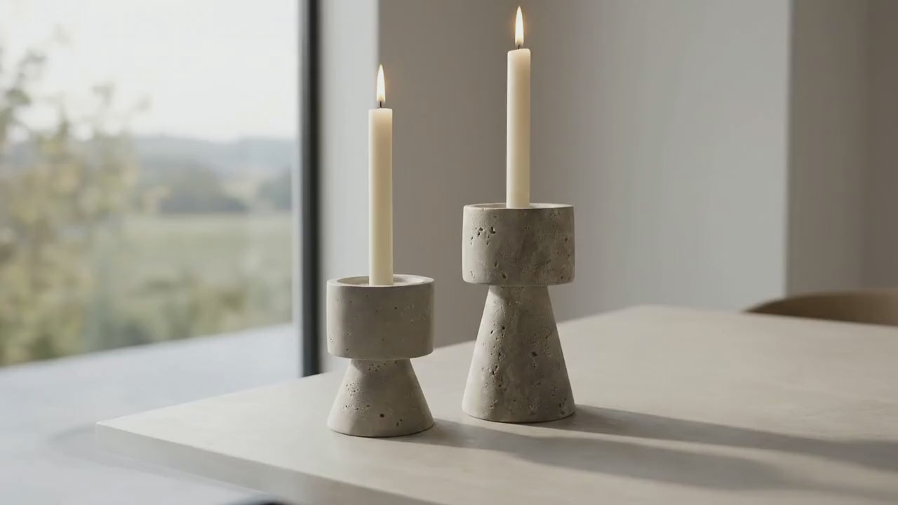 travertine candle holder set video natural stone minimalist decor
