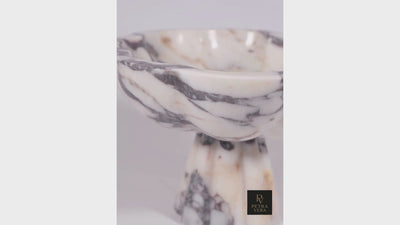 Video showcasing Calacatta Viola marble pedestal bowl — Petra Vera