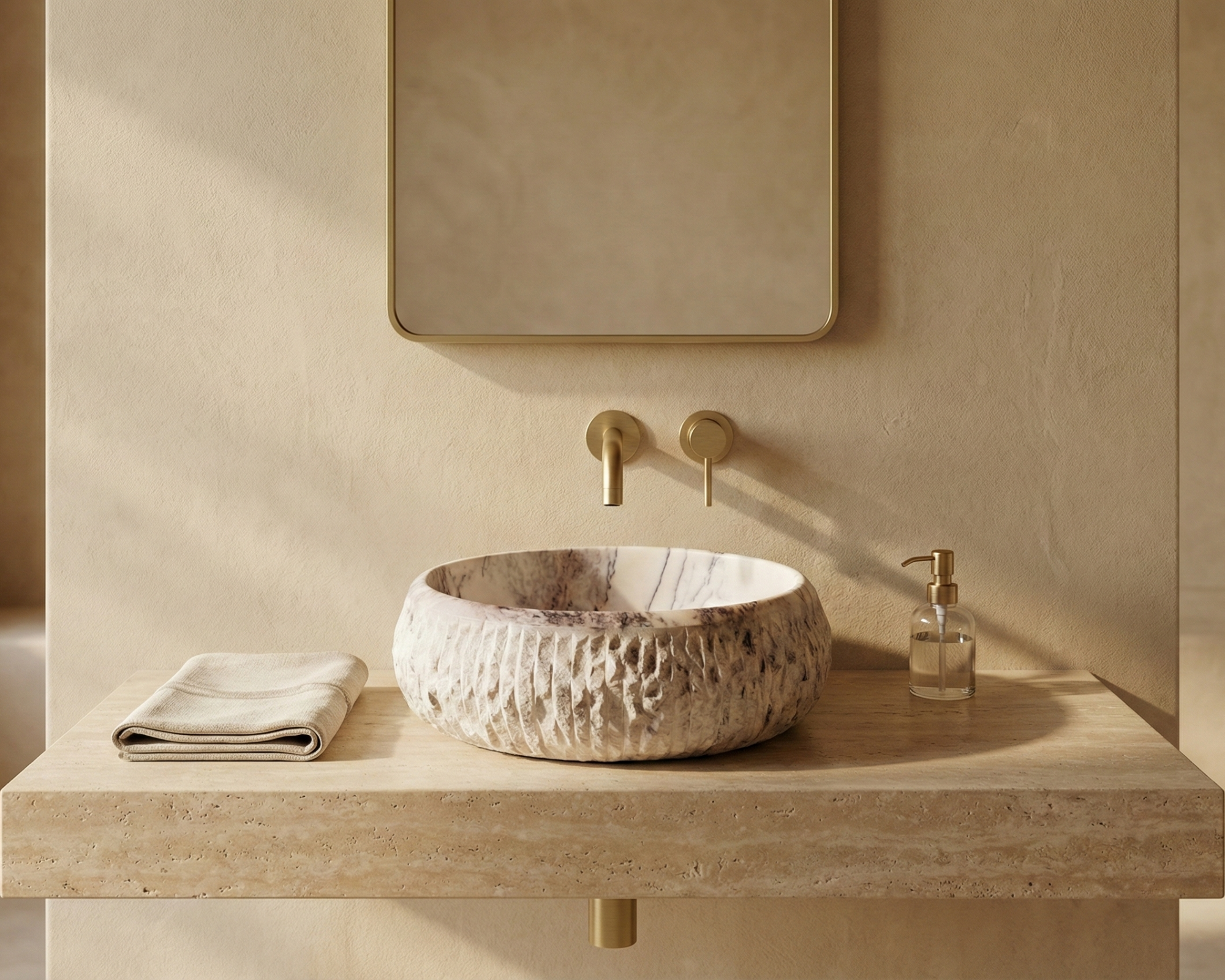 hand carved lilac marble vessel sink luxury bathroom basin